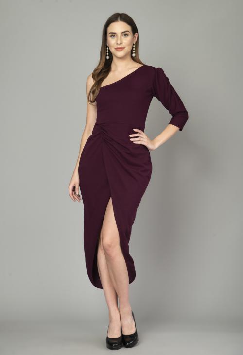 IUGA Women Wine Wrap Polyester Dress