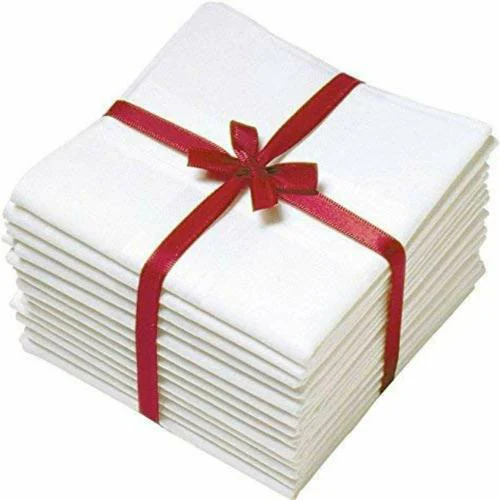 JENNY DENIAL men's 100% Cotton Big XXL SIZE Handkerchief/Rumal/Hanky for men(White, 50 x 50 cm) set of