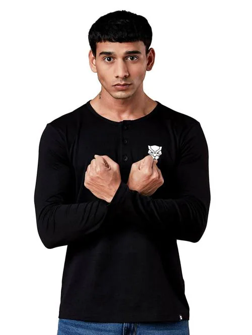 The Souled Store Men Black Supima Cotton T-Shirts