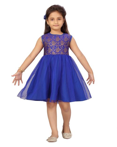 Aarika Girl's Blue Color Party Wear Frock