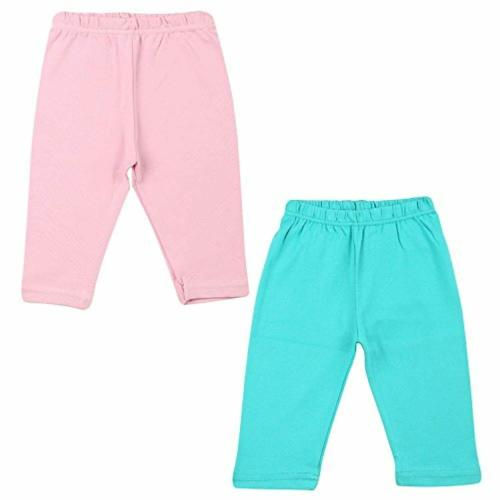 Colorfly Girls Pure Cotton Pant 6-12M (Pack of 2) Pink and Light Blue