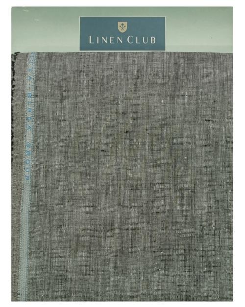 Linen Club Men Charcoal Solid Linen Shirt Fabric