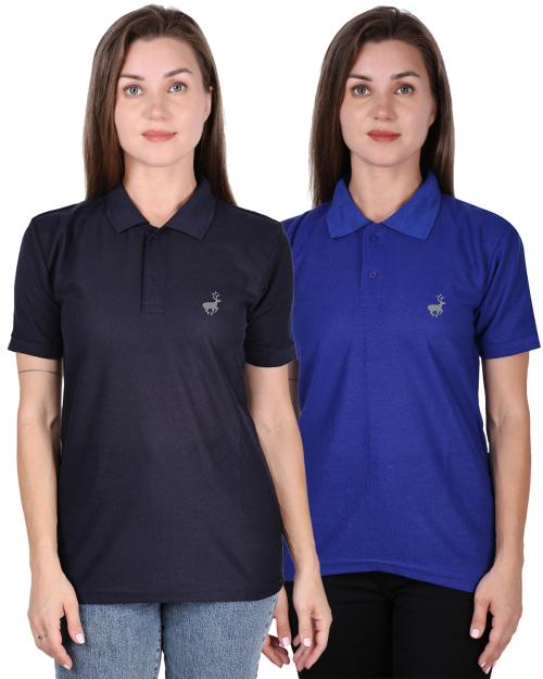Rock Hudson Polo T-Shirts for Pack of 2 Women's and Girl's -Dark Blue & Royal Blue