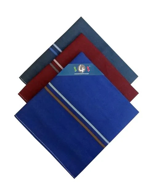 S4S 100% Cotton Pack of 3 Handkerchiefs Hanky For Men, Dark Colour Assorted, Large Size