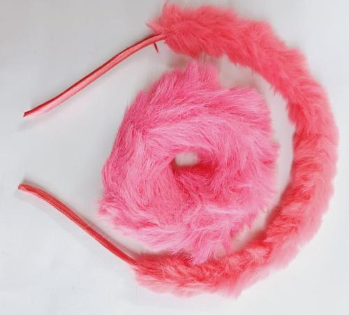 THE MAXIM FUR RUBBER WITH FUR HAIR BAND FOR GIRLS AND BABY GIRLS , Hair Accessory Set Pack of 02