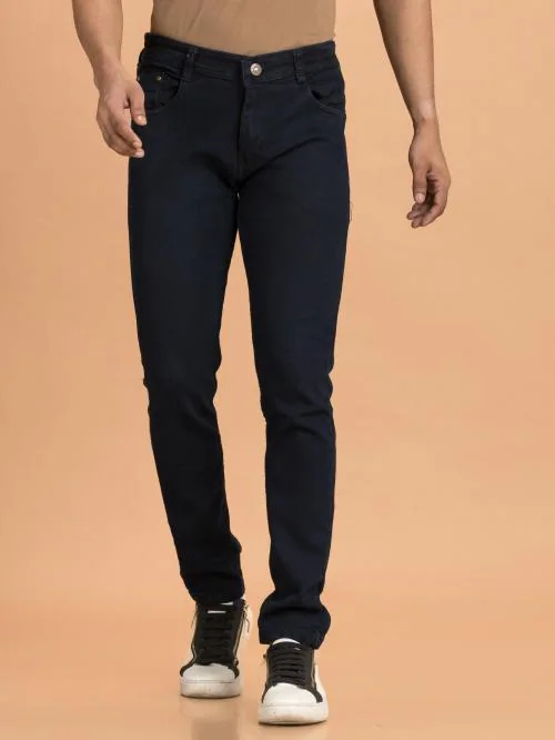 Lzard Men Black Slim Clean Look Stretch Jeans