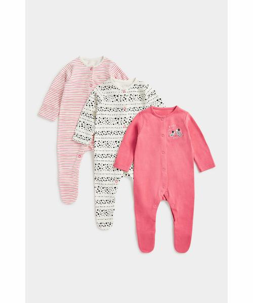 Mothercare Girls Full Sleeves Sleepsuits Front Open -Multicolor
