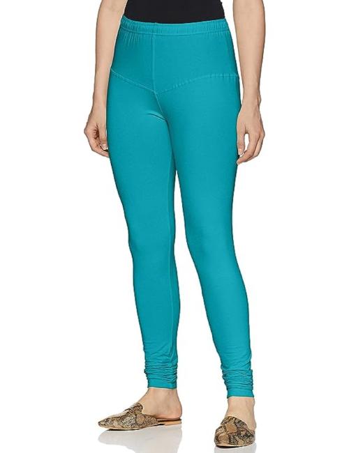 Softline Green Solid 100% Cotton Leggings