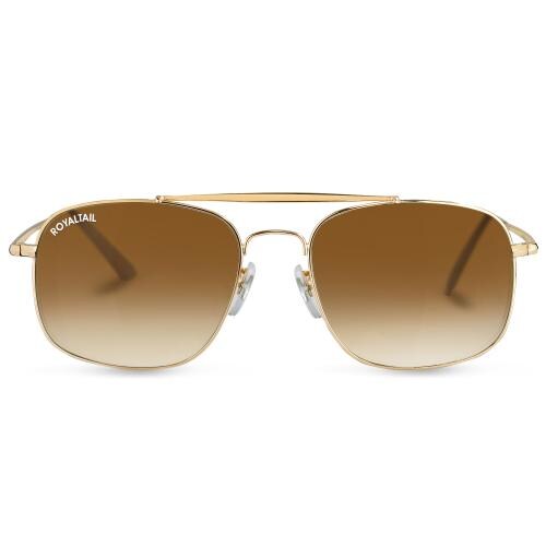 Royaltail Buxom Brown Gradient Glass and Gold Frame Square Sunglasses