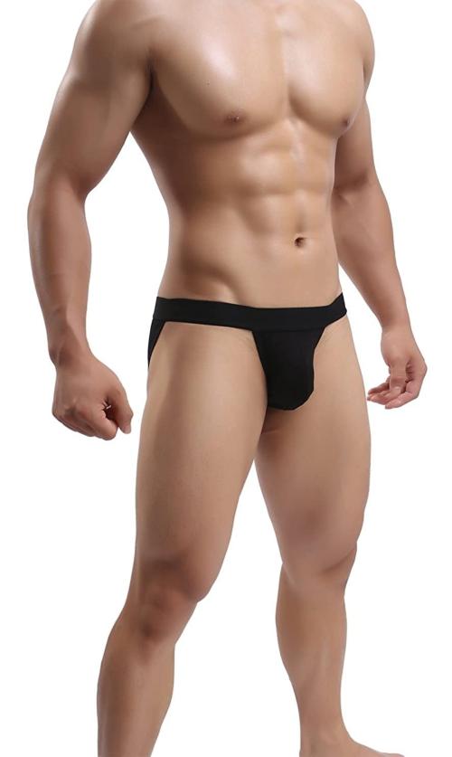LEADWORT Black Nylon and Spandex Thong Bikinis Underwear - L