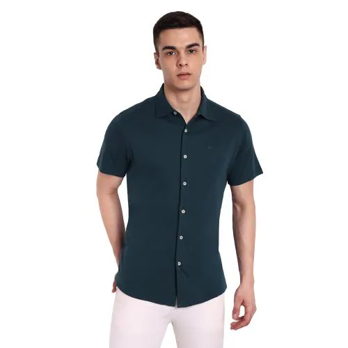 ONE SKY Shirt for Men, Versatile Mens Wear, Durable Plain Collared Formal Casual Shirt, Pure Cotton Fabric, Half Sleeve, Perfect Fit without Pocket, Stylish , Gift for Men (Navy)