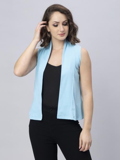 Buy Nimble Sky Blue Sleeveless Short Shrug Online at Best Prices in