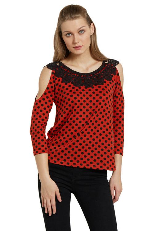 GLOBUS Women Red Printed Acrylic Top