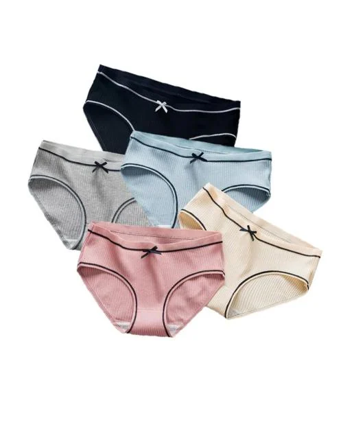 Adina Women Multicolour Striped Cotton Lycra Pack of 5 Hipster Panty