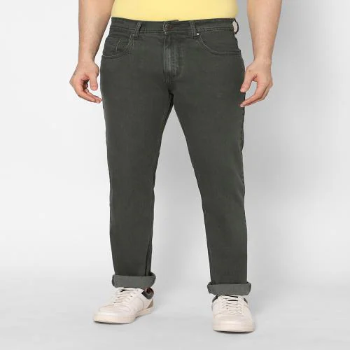 HJ HASASI Mens Olive Denim Jeans