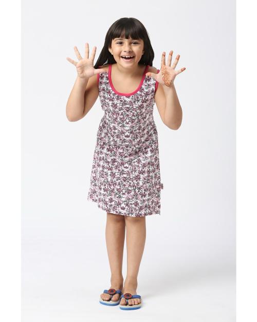 SINI MINI Girls Cotton Dress With Allover Printing (Pack of one)