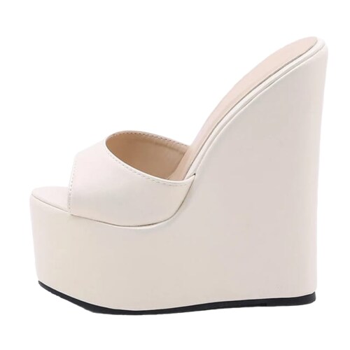 StylzIndia - Women's 5 Inch Platform Wedges Heel - White - 4