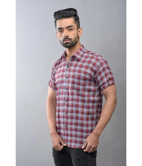 BASE41 Half Sleeve Checkered Casual Shirt for Men