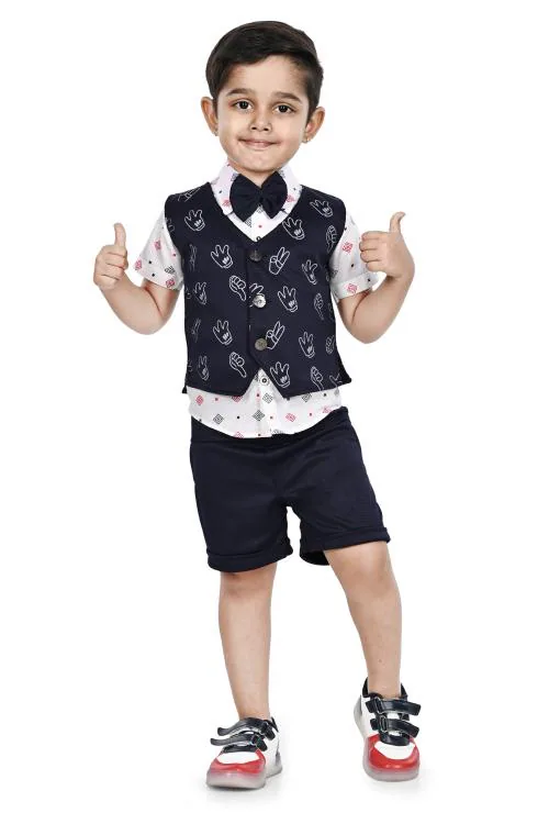 NEW GEN BOYS SHIRT,WAISTCOAT,HALF PANT,AND BOW TIE