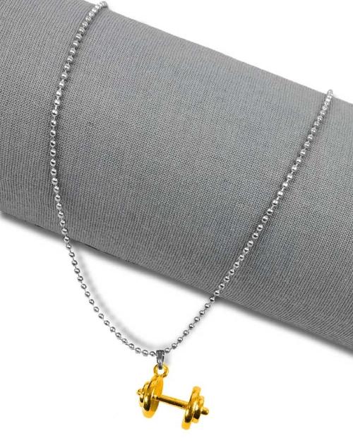 Dumbbell locket gold Clearance