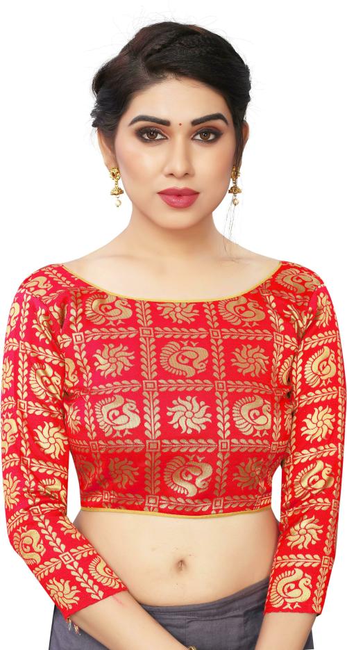 Buy Sukushi Silk Mills Women Red Self Design Jacquard Fabric Online at