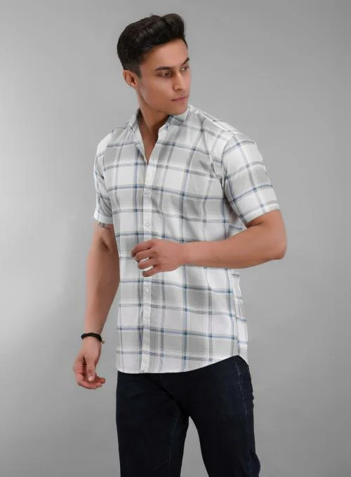 BASE 41 Men Grey Checkered Pure Cotton Casual Shirts