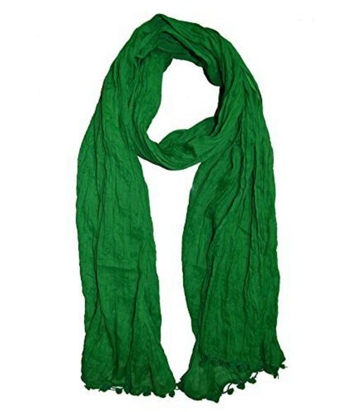 Pixie Women Green Pure Cotton Solid Dupatta