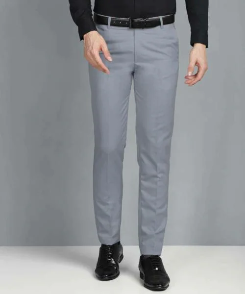 CYPHUS Men Slim Fit Grey Viscose Rayon Trousers