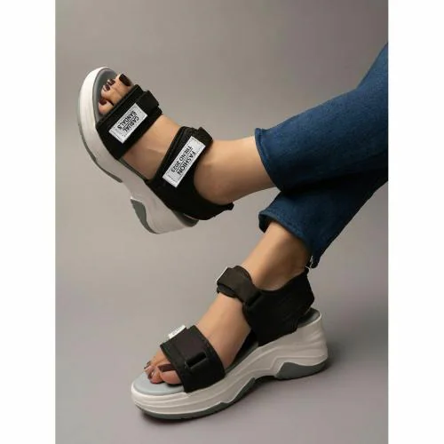 Shoetopia Lightweight Comfortable Daily Wear & Trendy Flatforms Grey Sandals for Women & Girls