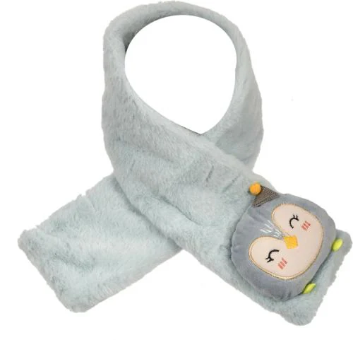 Soku Shopee Boys and Girls Blue Embellished Faux Fur, Fleece Muffler