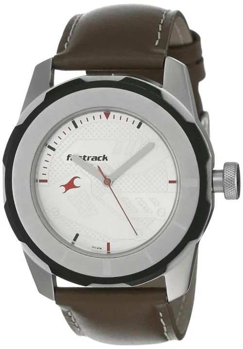 Fastrack Analog Dial White Band Brown Economy 2013 Watch-Nl3099Sl01 For Men