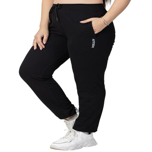 AFFIRM Summer Active & Sporty Wear Cotton Rich Blend Regualr Fit Lowers For Women's ( Black)