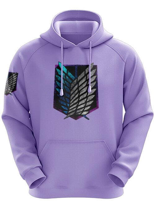 Small - Unisex Lilac Lavender Scouts Attack On Titan AOT Anime Hoodie TeesTheDay