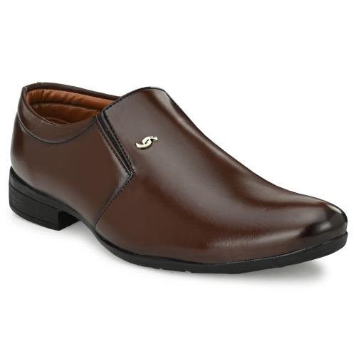 Lee Peeter Synthetic Leather Brown Formal Shoes For Men