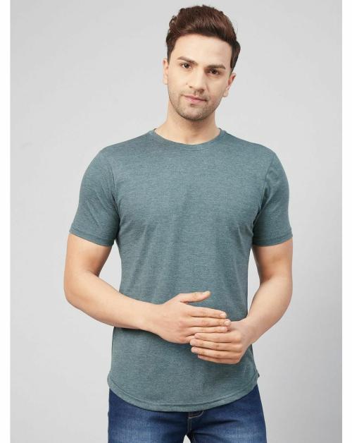 Gritstones Men Grey Half Sleeve Cotton Blend Summer T-Shirt