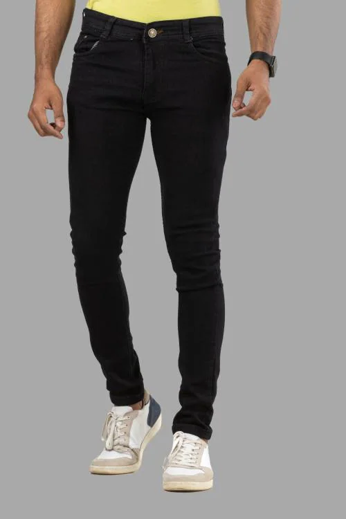 LZard Men Black Slim Clean Look Stretch Jeans