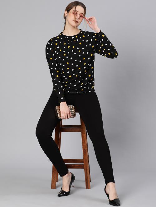 Oxolloxo Bulff black polka print women top