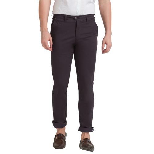 Buy Parx Men Grey Solid Cotton Blend Flat-Front Pants Online at Best ...