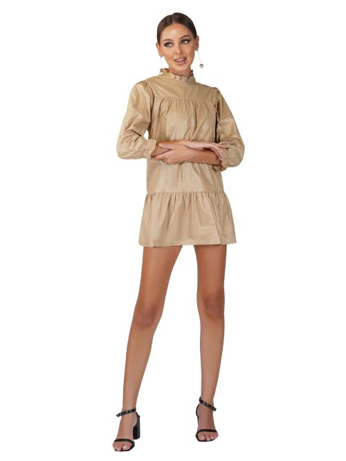 CHERI Womens Babydoll Puff Sleeve Mini Dress