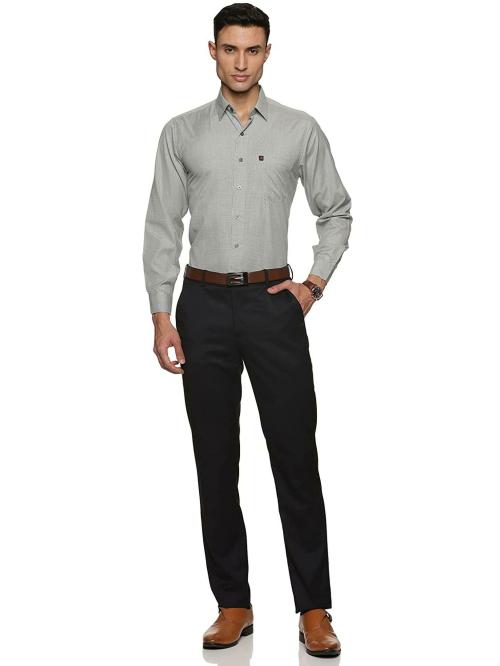 Men's Full Sleeves Regular Fit Paper Cotton Formal Shirt (Large, Grey)