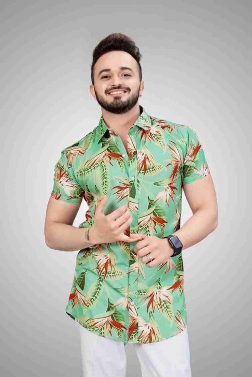 MOJILO Men's Lycra Digital Printed Stitched Half Sleeve Shirt