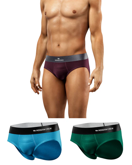 Modern Crew Men's Premium Ultrasoft Micromodal Briefs, Pack of 3,Anti-Odor and Anti-Bacterial - Made in India