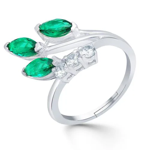 Zalkari Marquise Leaf Design Womens Wedding Ring Pure 925 Sterling Silver