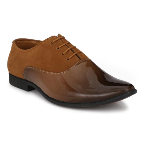 Lee Peeter Pathent Leather Tan Formal Shoes For Men