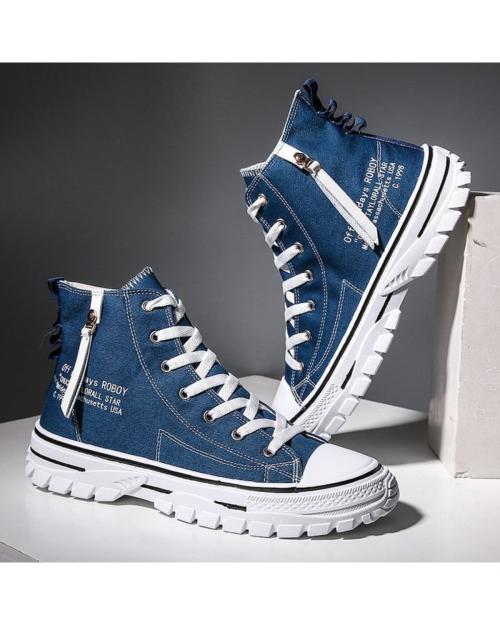 Robbie Jones High-Top Blue Boots for Men