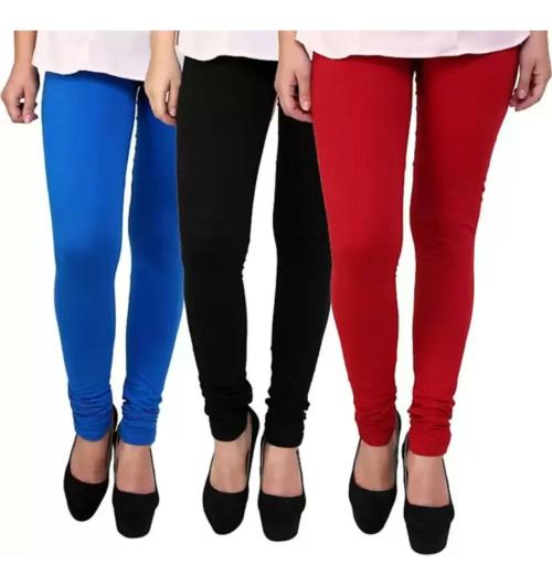 DEEYA M Trendy Cotton Churidar Full Length Regular Western Wear Legging for Women Pack of 3