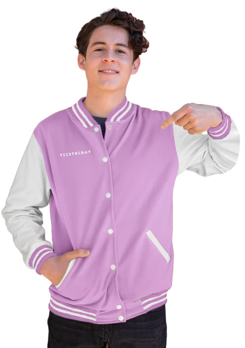 Small - Lilac Lavender Varsity Jacket For Men Bomber Jacket For Men