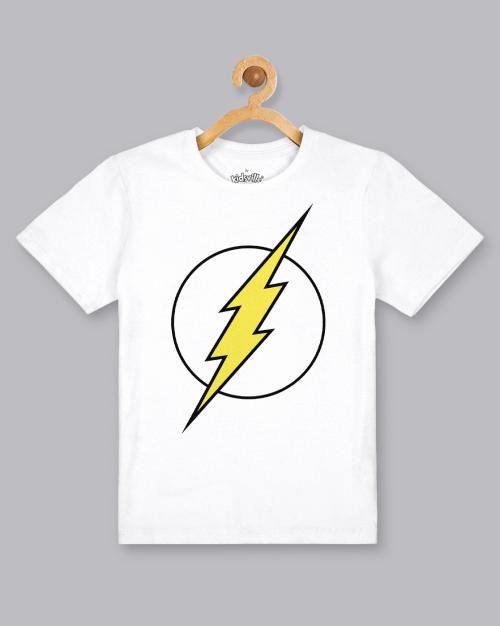 Kids Boys Flash Printed White Tshirt