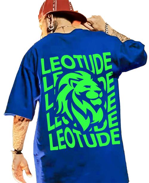 Tshirt For Men | T-shirt | Leotude Tshirt For Men | Men Printed T-shirt | Oversized T shirt | Oversized Tshirt For Men | Drop-Shoulder/Loose fit(Color Blue)