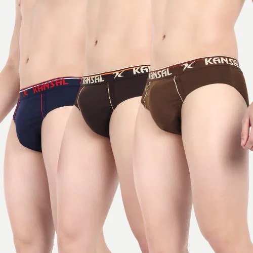 KANSAL Men's Pure Cotton Briefs - 85cm, Pack of 3
